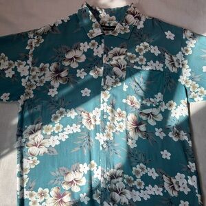 L Salute Vintage Men’s Teal Hawaiian Shirt